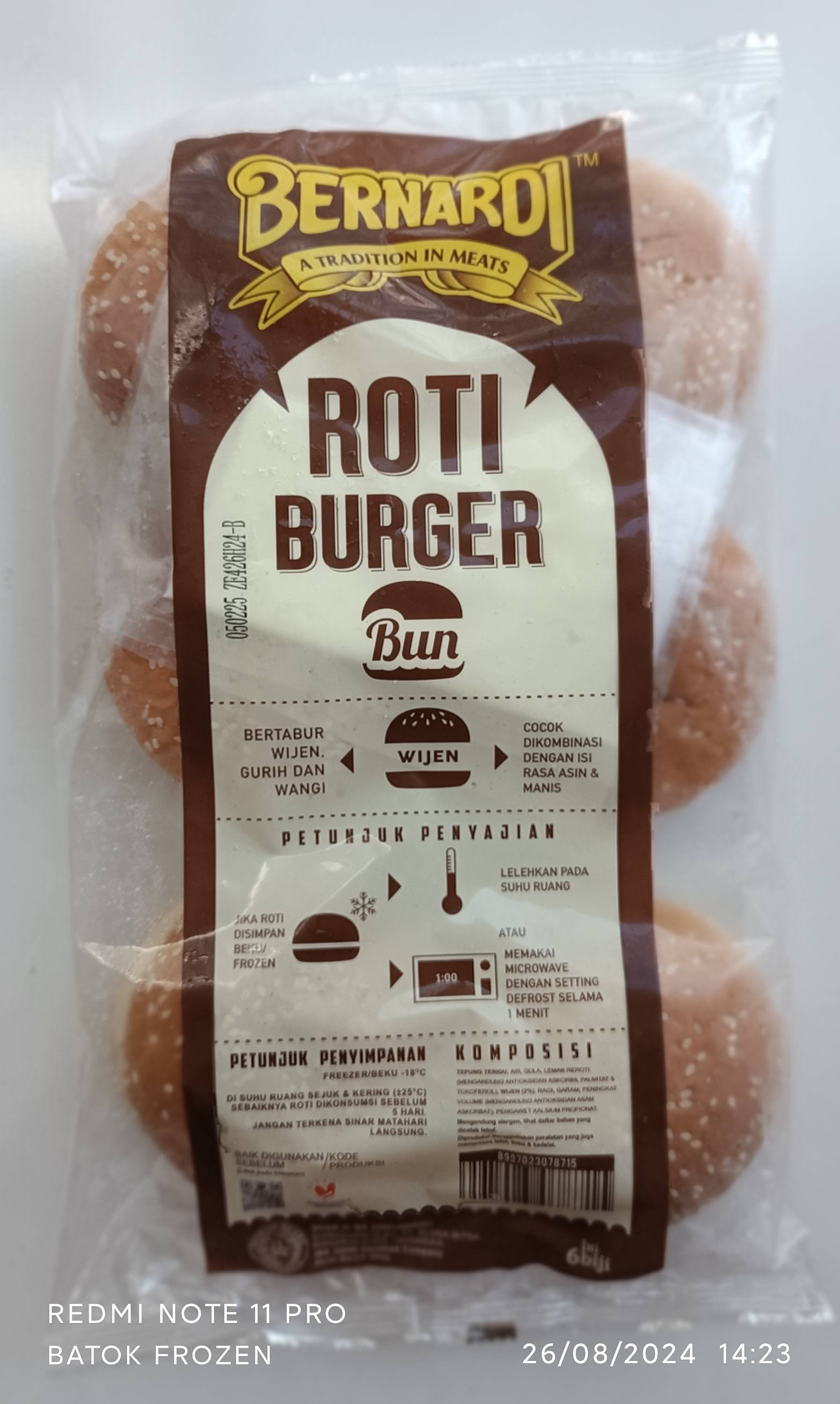 Roti Burger Wijen Bernadi Isi 6